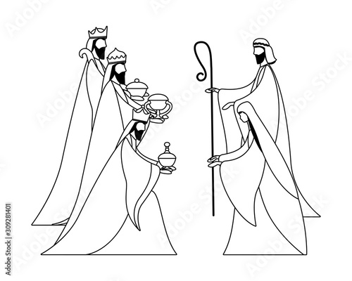 Three wise men of happy epiphany day vector design