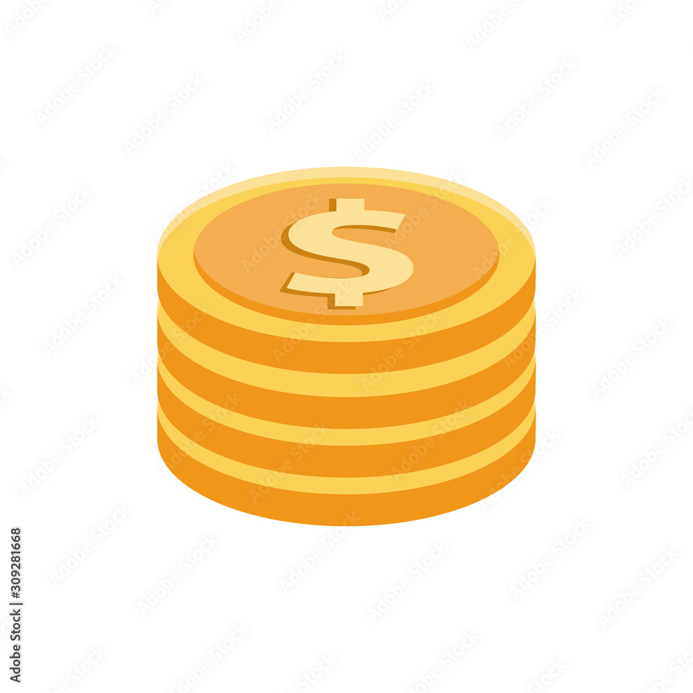 coins dollars money isolated icon coins dollars money isolated icon