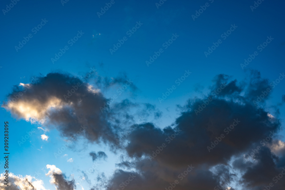 Evening sky with black clouds