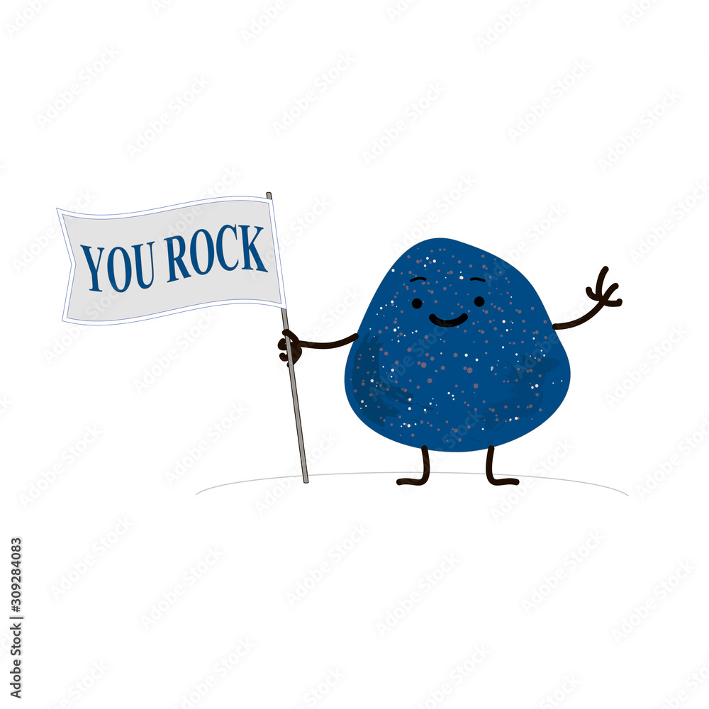 Conceptual illustration of You Rock. A compliment for a real man.  Motivational card, poster. American slang