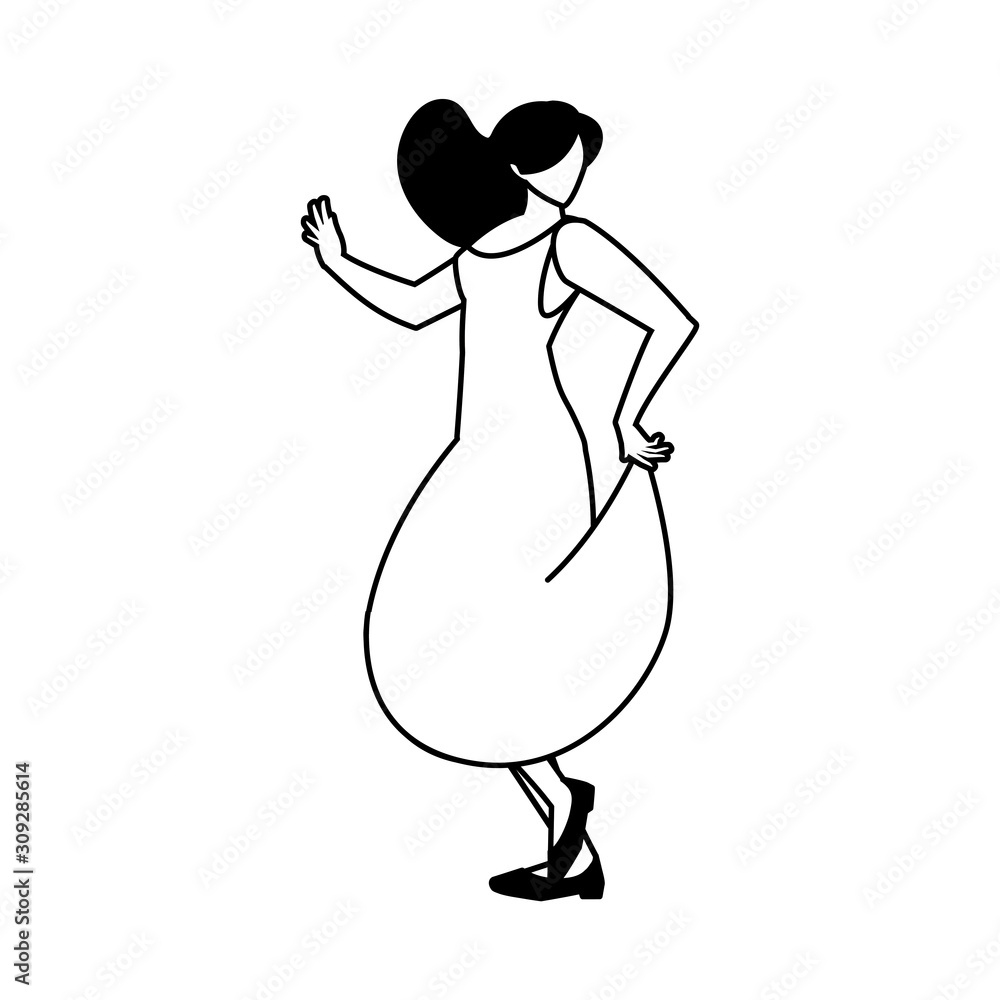 silhouette of woman in pose of dancing on white background silhouette of woman in pose of dancing on white background
