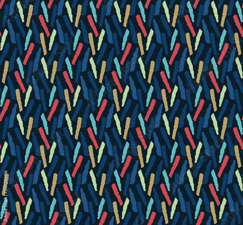 Classic Blue Broken Chevron Stripe Seamless Pattern. Criss Cross Knit or Fur Effect Background. Playful Dark Abstract Hatching Line Wallpaper. Masculine Striped All Over Print Vector Eps 10 Tile.