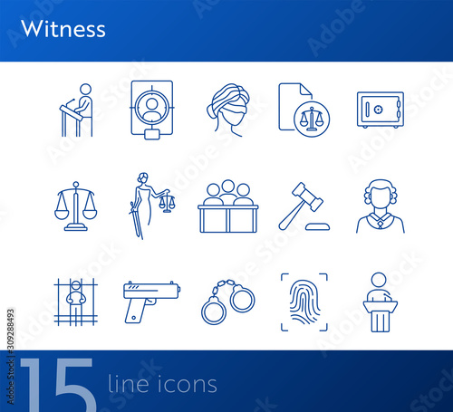 Witness line icon set