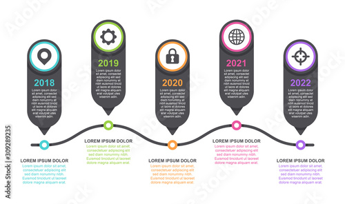 Timeline and infographic concept design, modern, with icons. Easy to customize template. EPS 10.