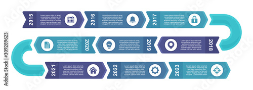 Timeline and infographic concept design, modern, with icons. Easy to customize template. EPS 10. photo