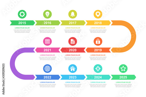Timeline and infographic concept design, modern, with icons. Easy to customize template. EPS 10.
