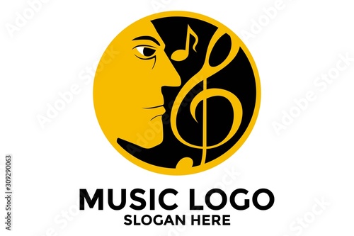 People music logo ,Music logo template, music logo icon vector illustration