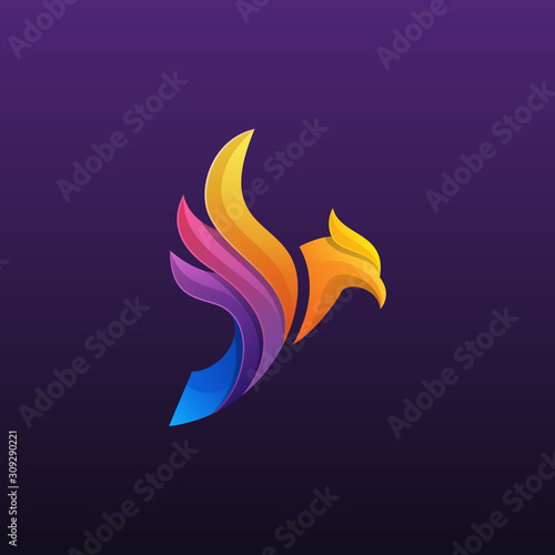 colorful phoenix or eagle logo illustration premium vector photo