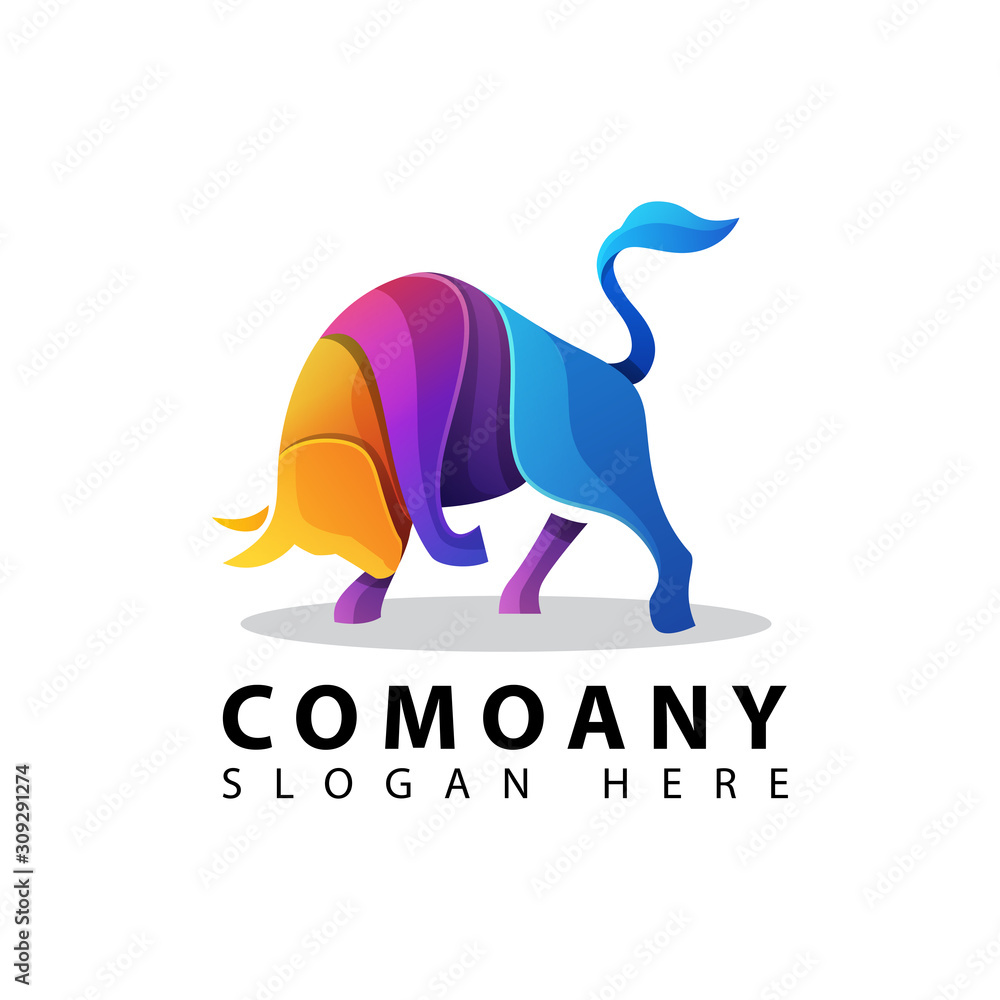 Obraz premium colorful angry bull logo illustration premium vector