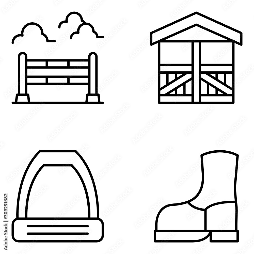 Equestrian Vector Line Icon Set Equestrian Vector Line Icon Set