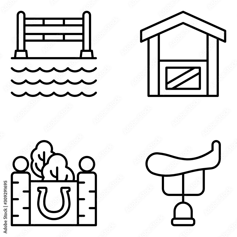 Fototapeta premium Equestrian Vector Line Icon Set