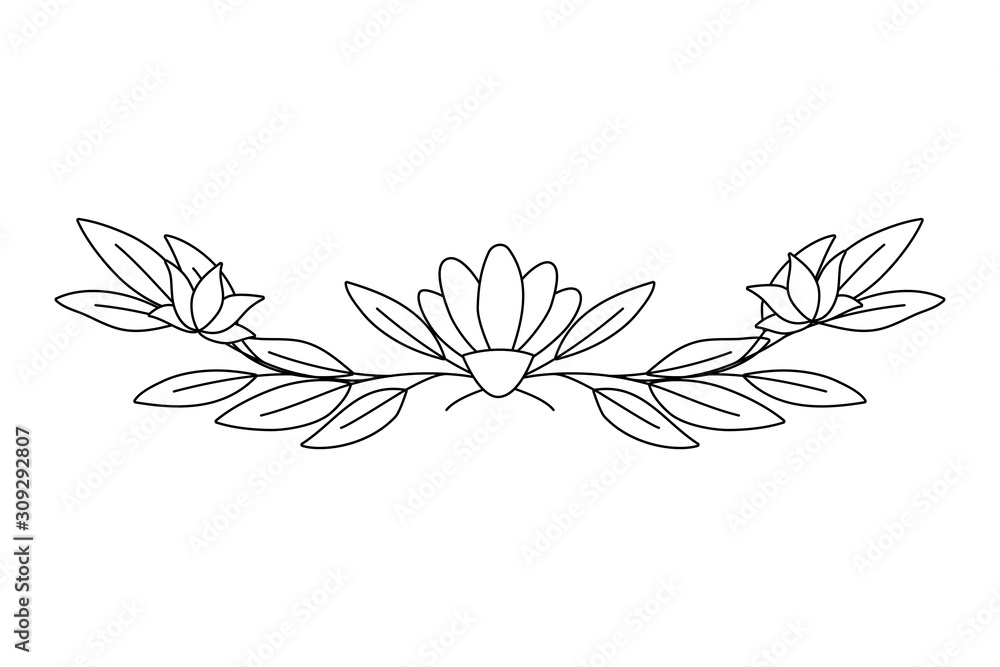 Isolated flower with leaves wreath vector design