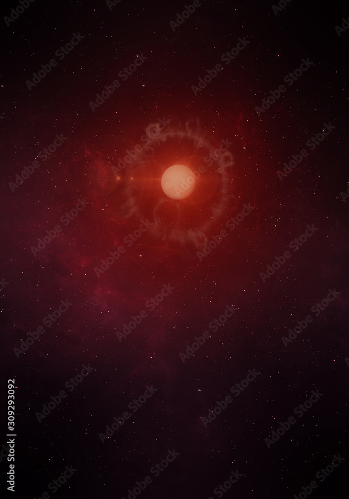 3d rendered Space Art: Alien Planet with halo in outer space. Imaginary view of a red planet in a star field 3d rendered Space Art: Alien Planet with halo in outer space. Imaginary view of a red planet in a star field