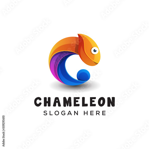 chameleon colorful logo illustration premium vector
