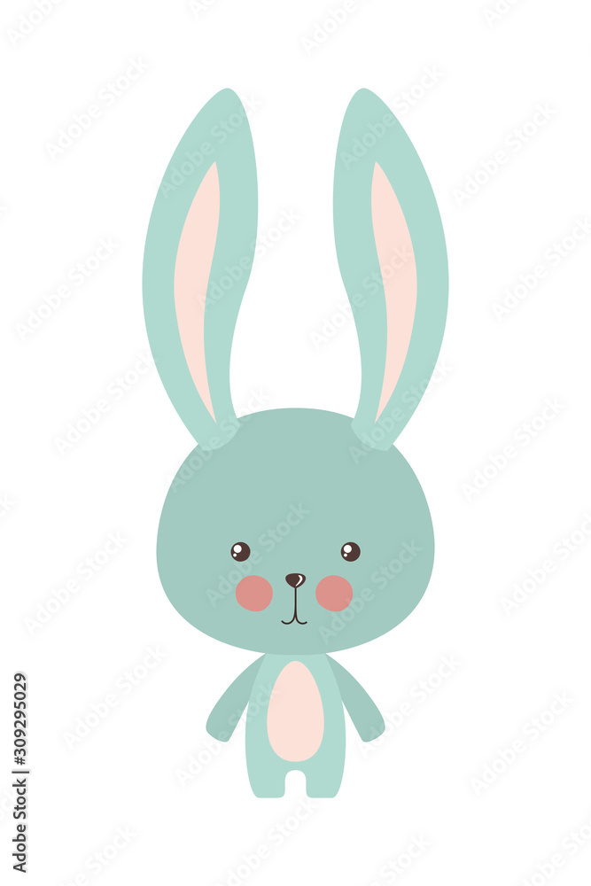 Cute blue, rabbit cartoon vector design