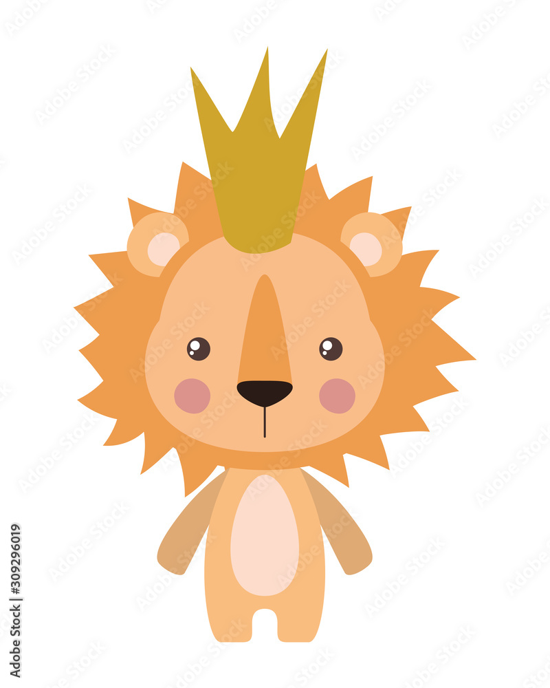Cute lion with crown vector design
