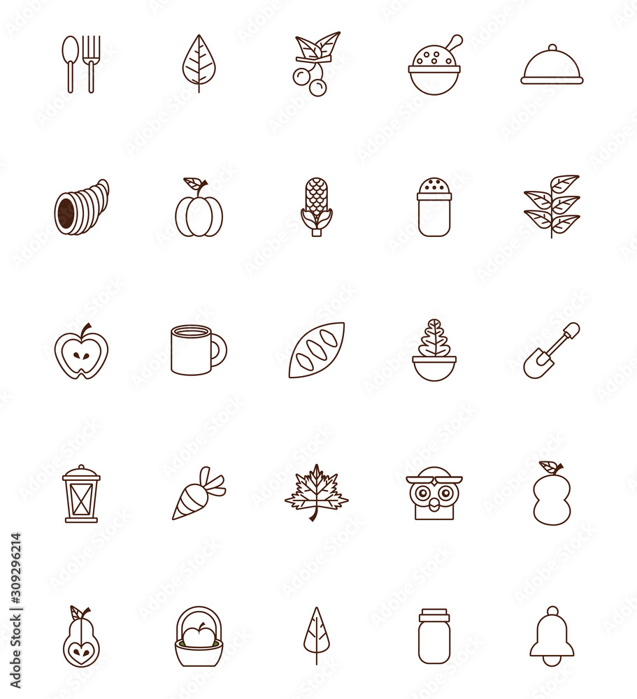 Fototapeta premium bundle of thanksgiving set icons
