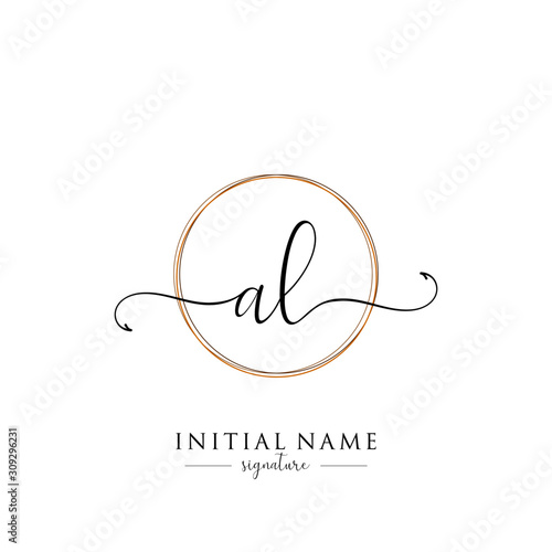 Initial Letter AL Signature Handwriting and Elegant Logo Design Vector 