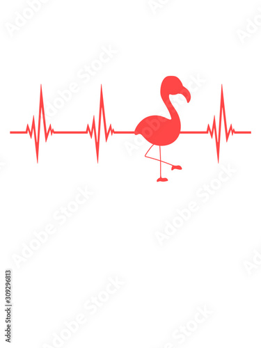 Flamingo EKG Design cartoon reihe