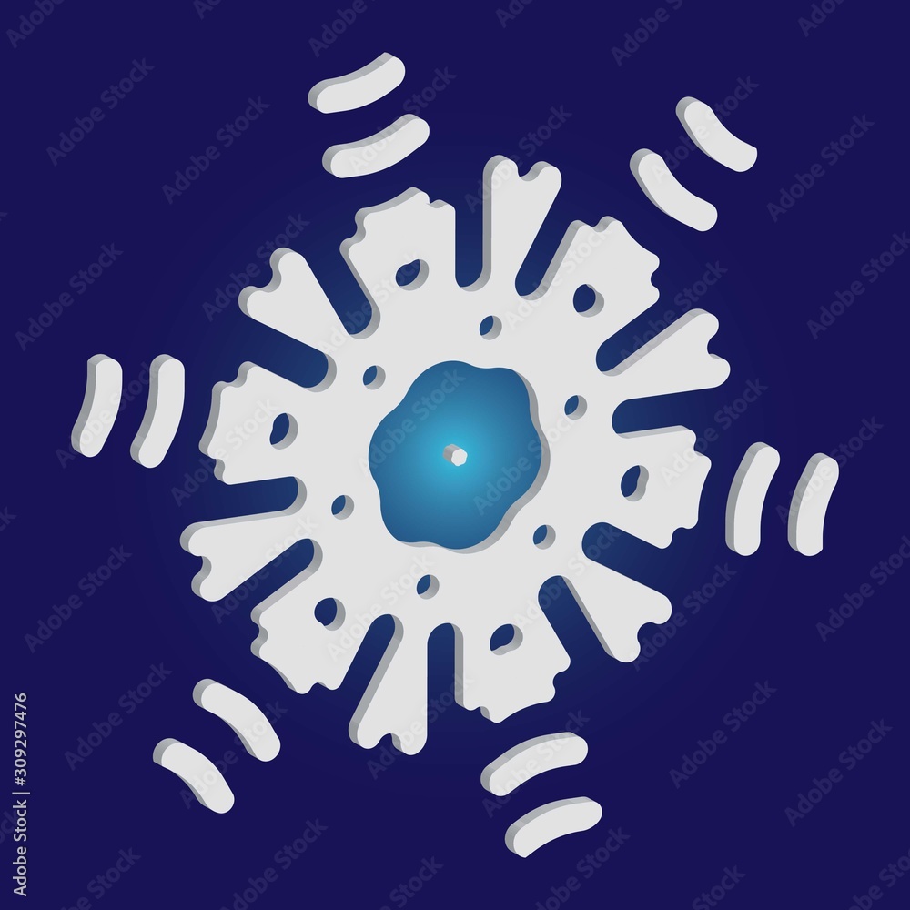 Christmas cut 3d snowflake on blue background. Christmas cut 3d snowflake on blue background.