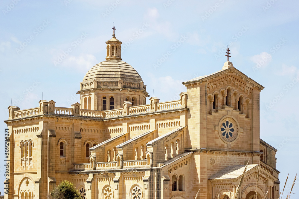 exterior of Ta' Pinu National Shrine church in Gozo island Malta