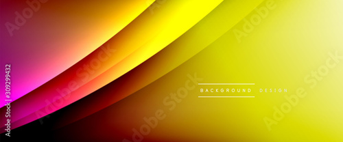 Wave liquid style lines with shadows and light on gradient background. Trendy simple fluid color gradient abstract background with dynamic straight shadow line effect