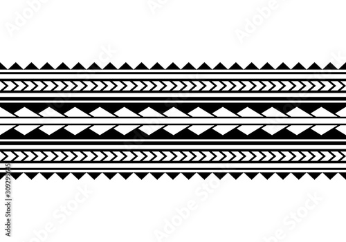 Maori polynesian tattoo bracelet. Tribal sleeve seamless pattern vector. Samoan border tattoo design fore arm or foot. Armband tattoo tribal. band fabric seamless ornament isolated on white background