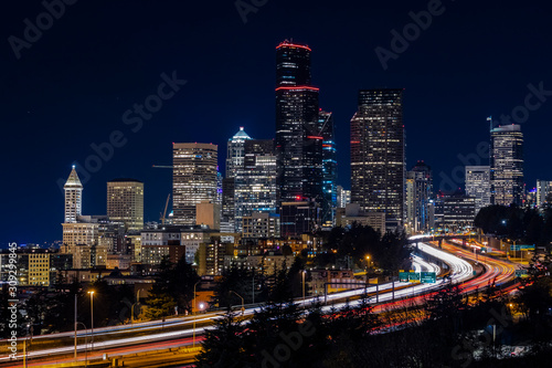 Downtown Seattle at night - long exposure 