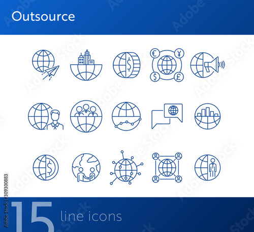 Outsource line icon set