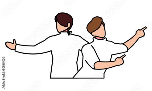 scene of men in dance pose, party, dance club