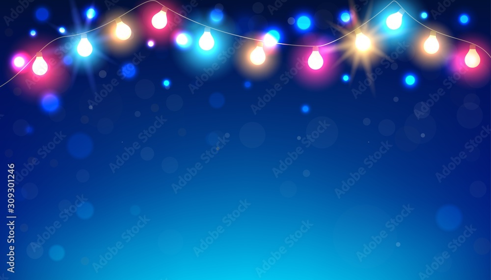 Christmas light background on night scene