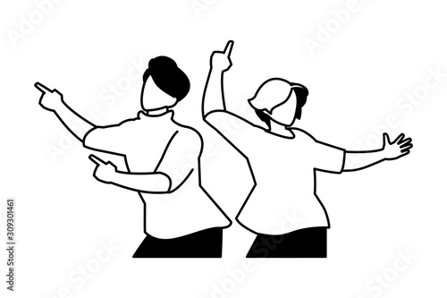 scene of men in dance pose, party, dance club