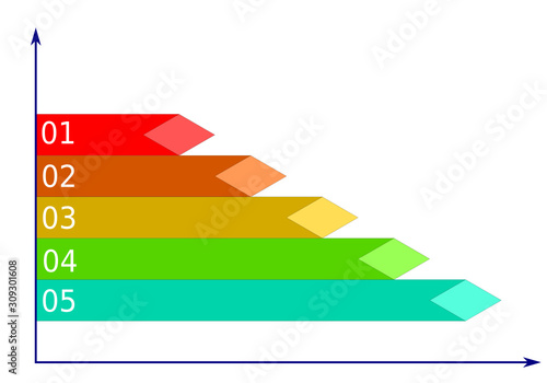 vector multi colors arrow bar horizontal graph with number isolate on white background business concept graph 