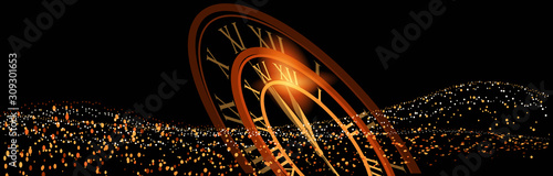 Clock background with the concept of Time for the new year.