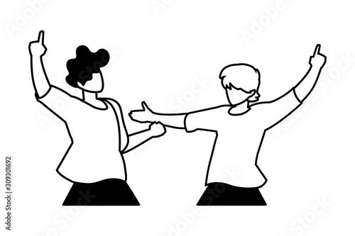 scene of men in dance pose, party, dance club