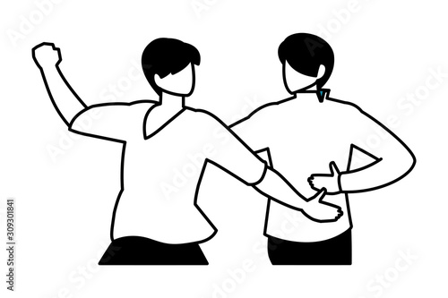 scene of men in dance pose, party, dance club