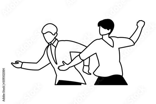 scene of men in dance pose, party, dance club