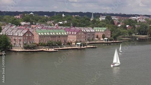 Riverfront in Alexandria Virginia as seen from the Woodrow Wilson Bridge HD