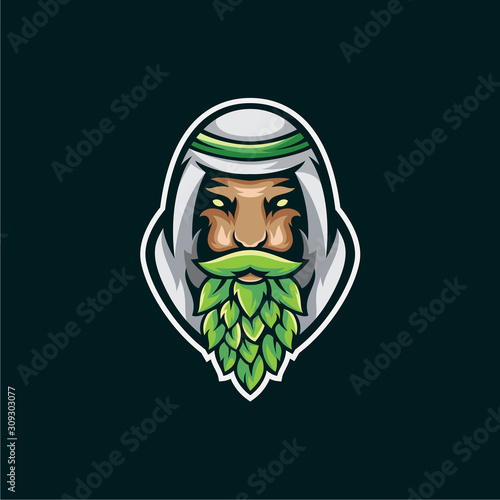 Photo sultan brewery mascot  logo illustration