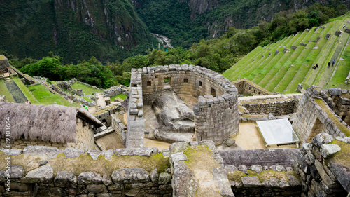 Temple of the Sun, in the city of Machu Picchu, Cusco Peru