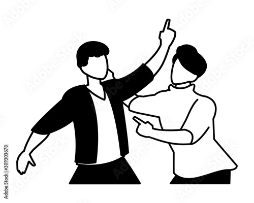scene of men in dance pose, party, dance club