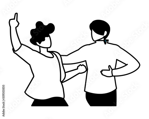 scene of men in dance pose, party, dance club