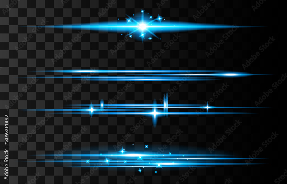 Fototapeta premium Set of Light streak fast effect. Abstract background speed.