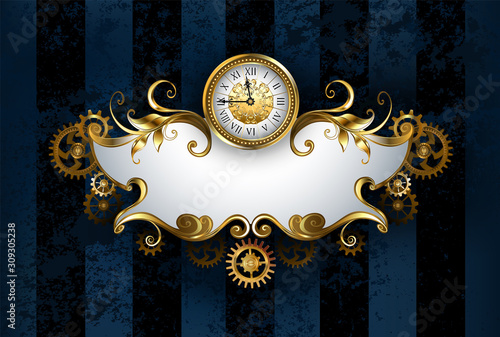 Patterned banner with antique watches