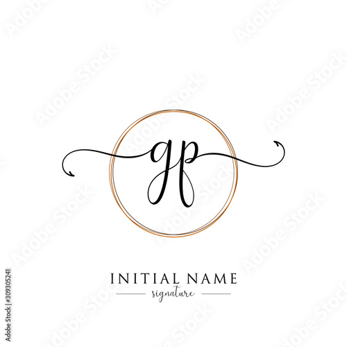 Initial Letter GP Signature Handwriting and Elegant Logo Design Vector