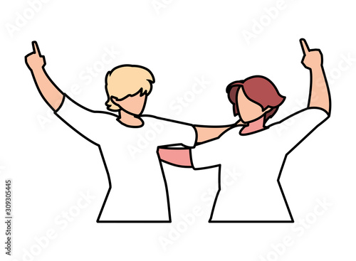 scene of men in dance pose, party, dance club