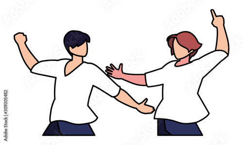 scene of men in dance pose, party, dance club