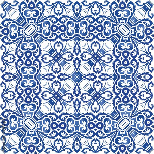Portuguese ornamental azulejo ceramic.