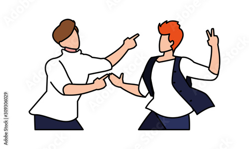 scene of men in dance pose, party, dance club