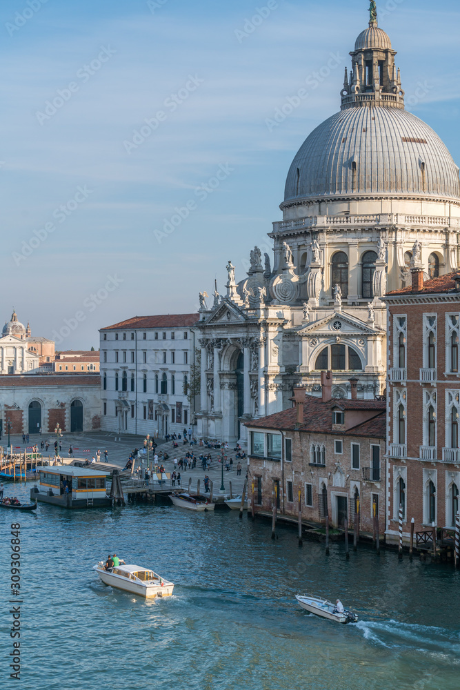 Landscapes of the Grand Canal with Gondolas on the river in Venice, Italy
